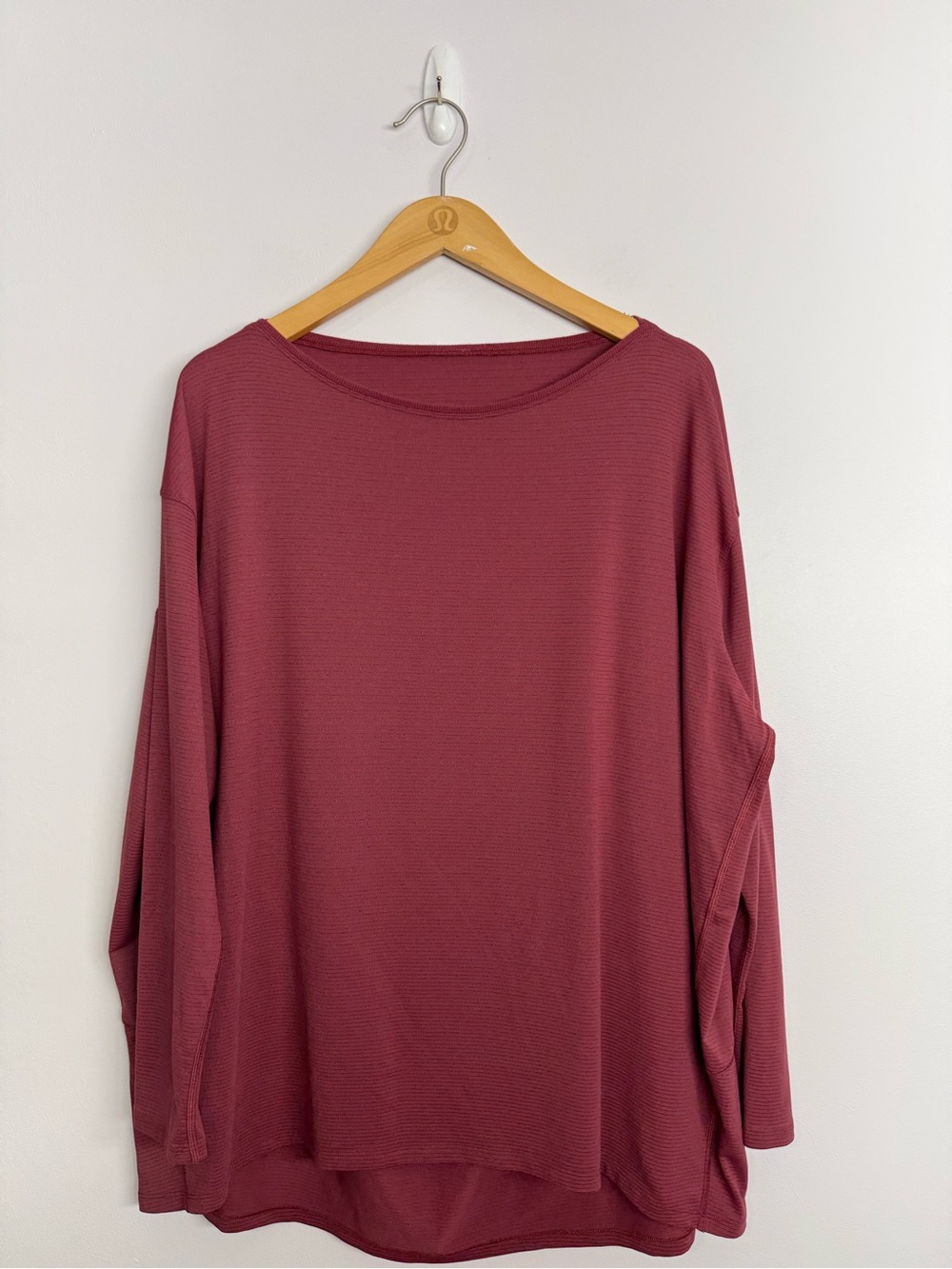 Lululemon Back in Action Long Sleeve ShineStripe Mulled Wine Graphite Grey Sz 12